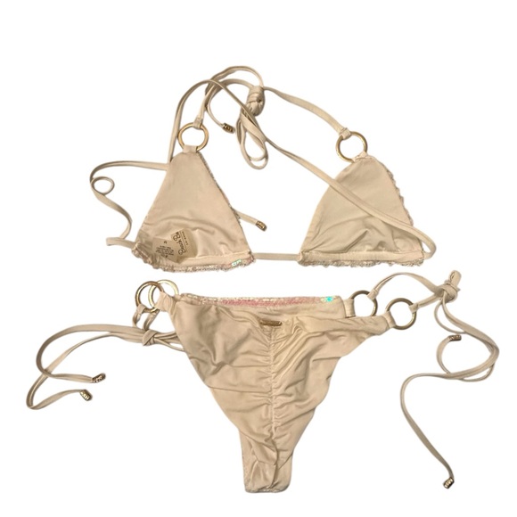 NWOT Beach Bunny Pearl White Siren Song Tie Side Bottom & Top - Picture 4 of 7